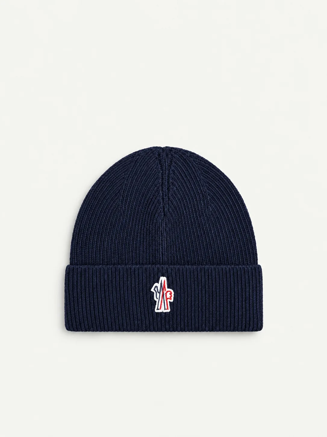 Ribbed Knit Beanie — Patch Logo — front view