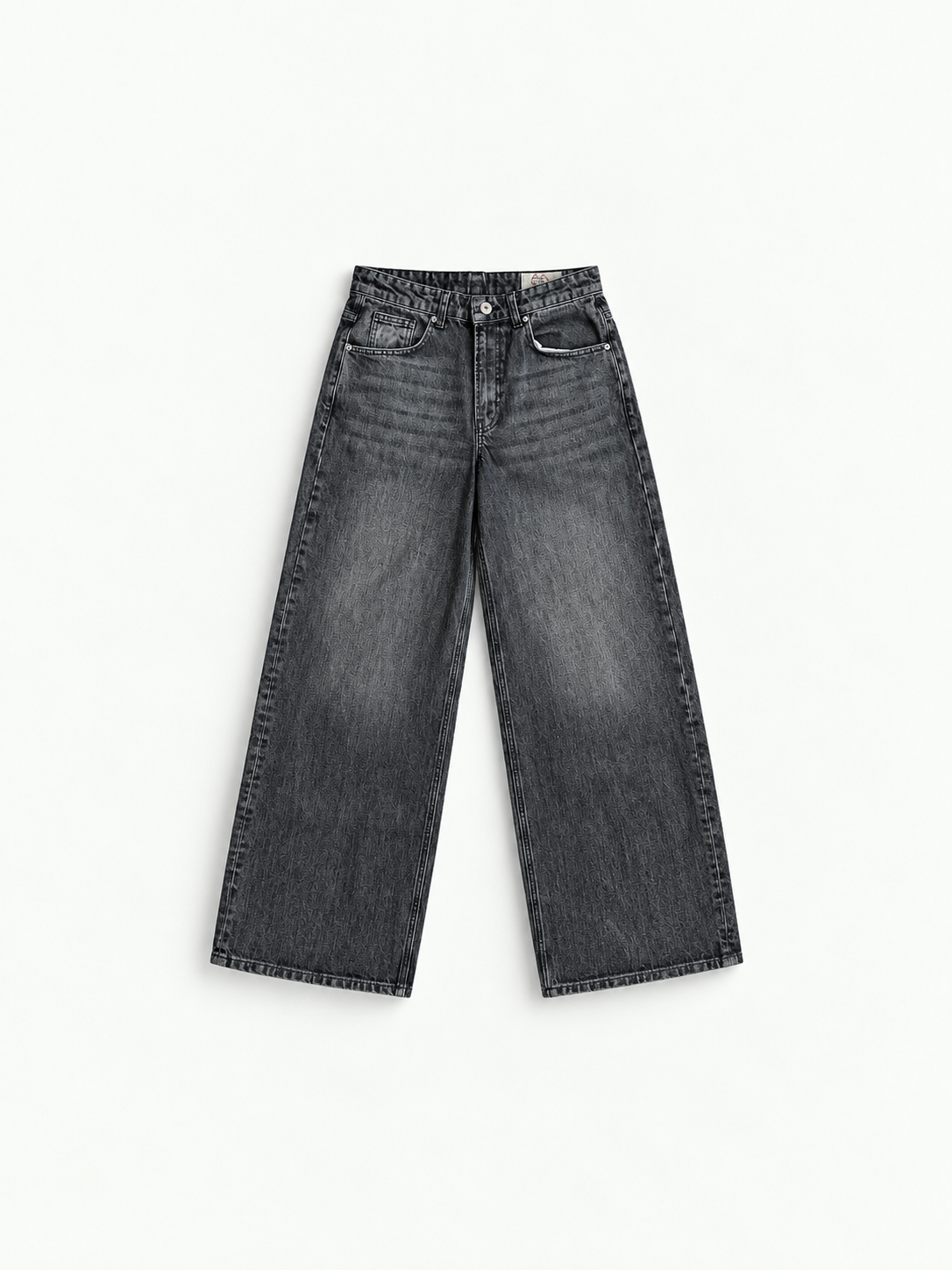 Acid Wash Charcoal Wide Leg Jeans — front view