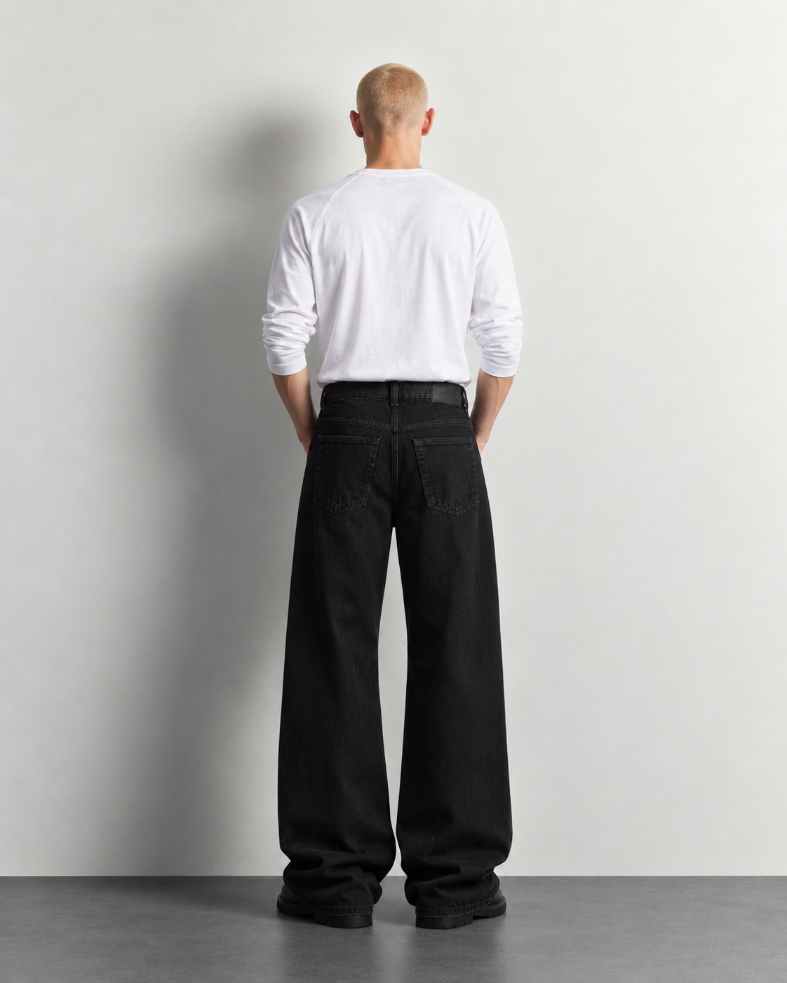 Midnight Black Wide-Leg Jeans — worn, back