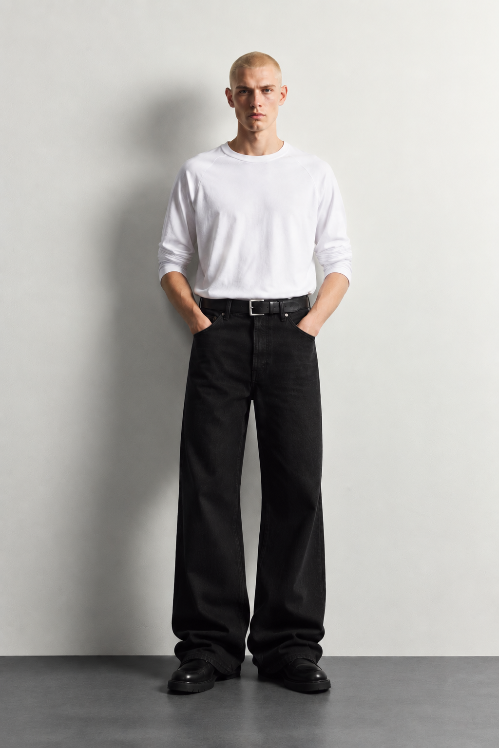 Midnight Black Wide-Leg Jeans — worn, front