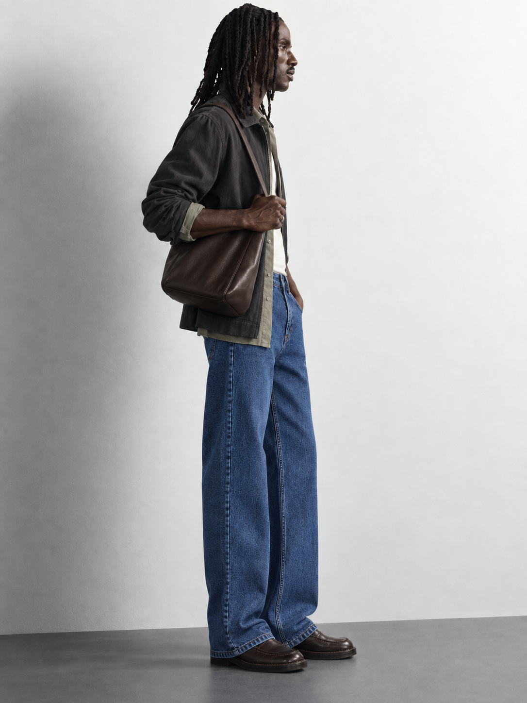 Mid Blue Relaxed Wide-Leg Jeans — detail