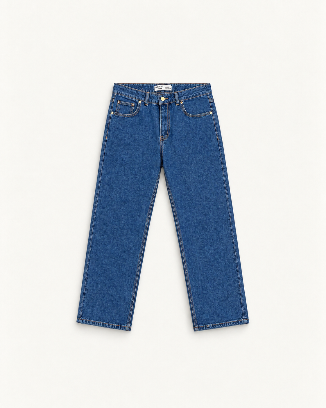 Mid Blue Relaxed Wide-Leg Jeans — front view