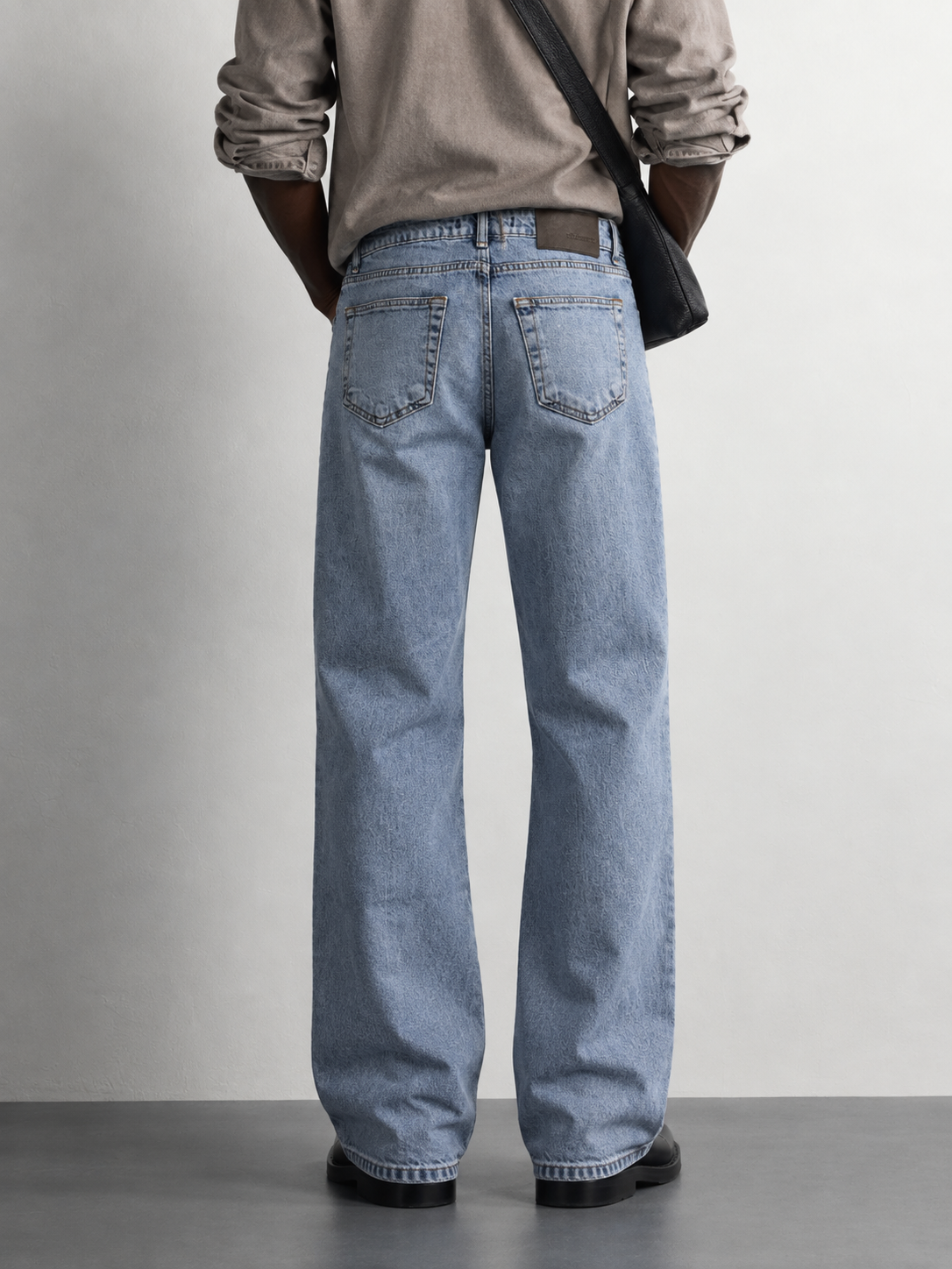 Ice Blue Vintage Baggy Jeans — worn, back
