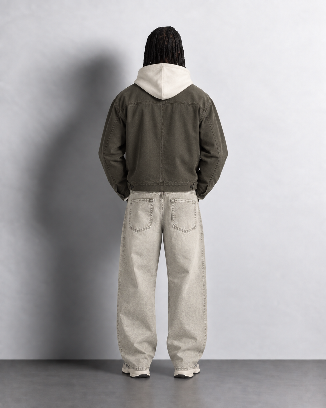 Stone Beige Vintage Baggy Jeans — worn, back