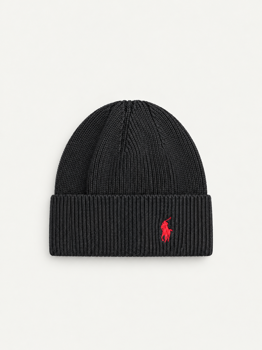 Embroidered Pony Ribbed Beanie — front view