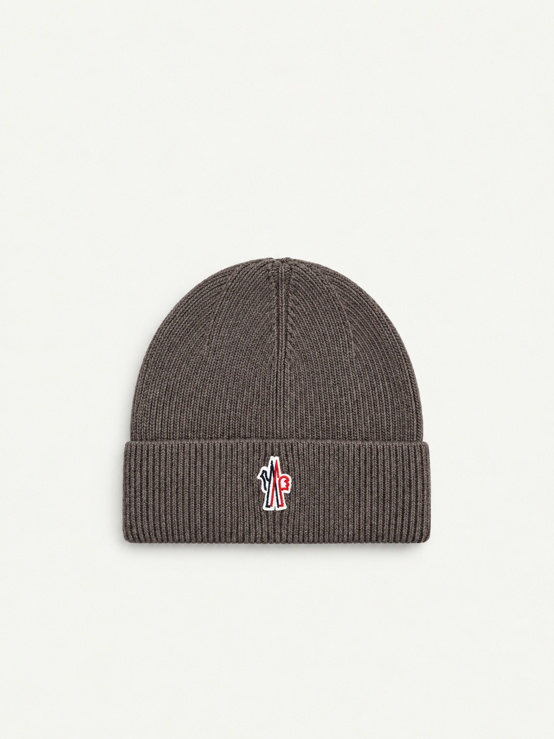 Embroidered Alpine Ribbed Beanie — front view