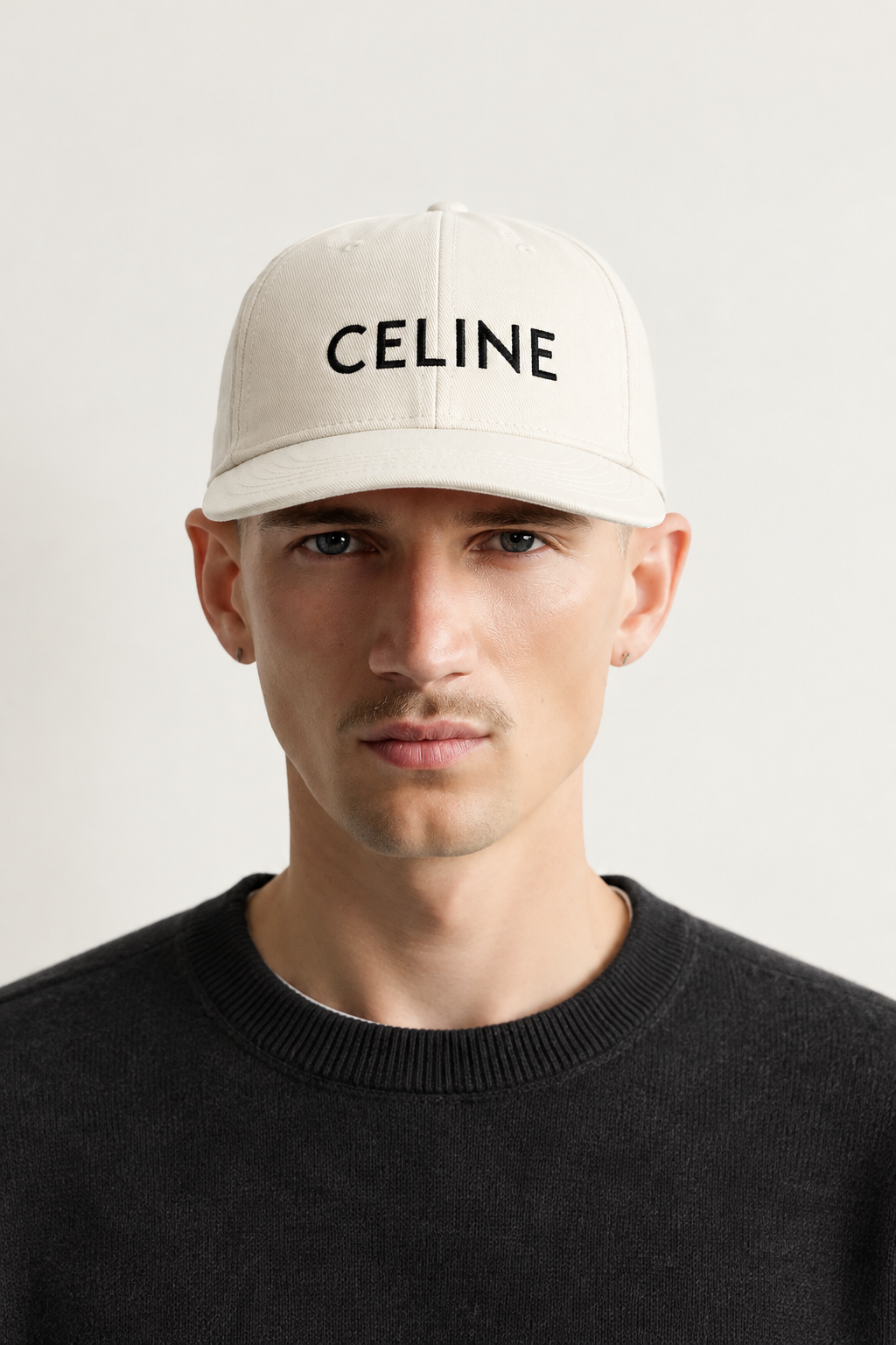 Celine Signature Embroidered Cap — worn, front
