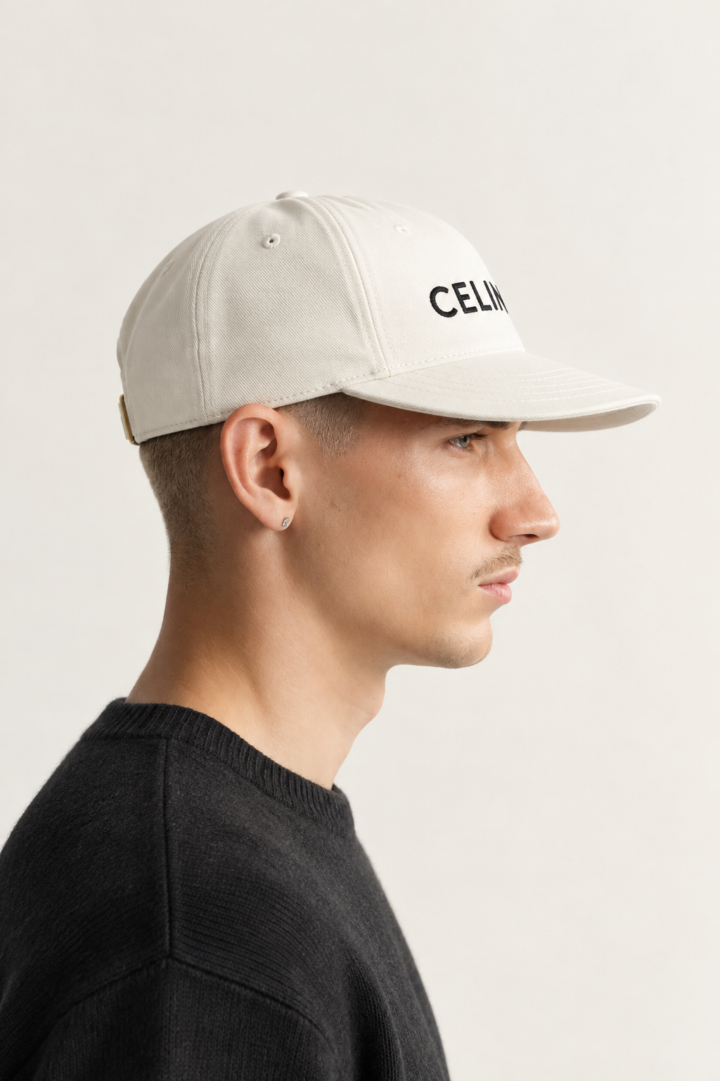 Celine Signature Embroidered Cap — worn, front