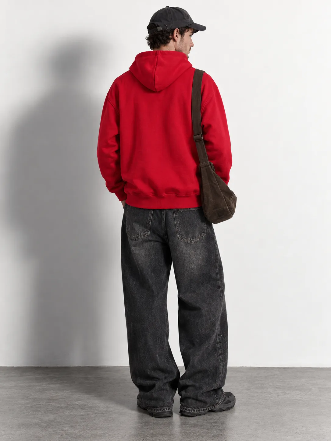 Essential Fleece Zip Hoodie — worn, back