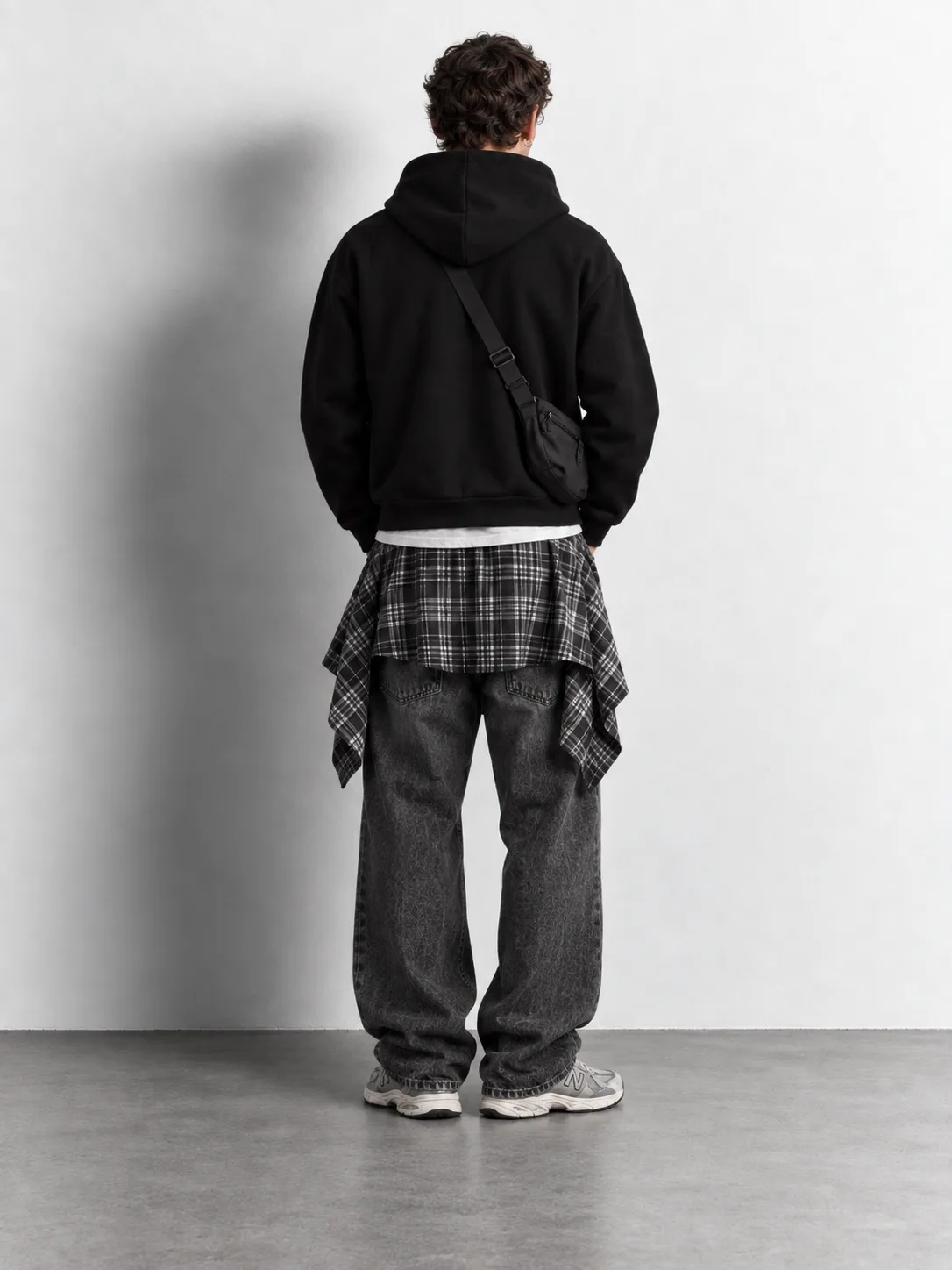 Essential Zip-up Hoodie — worn, back