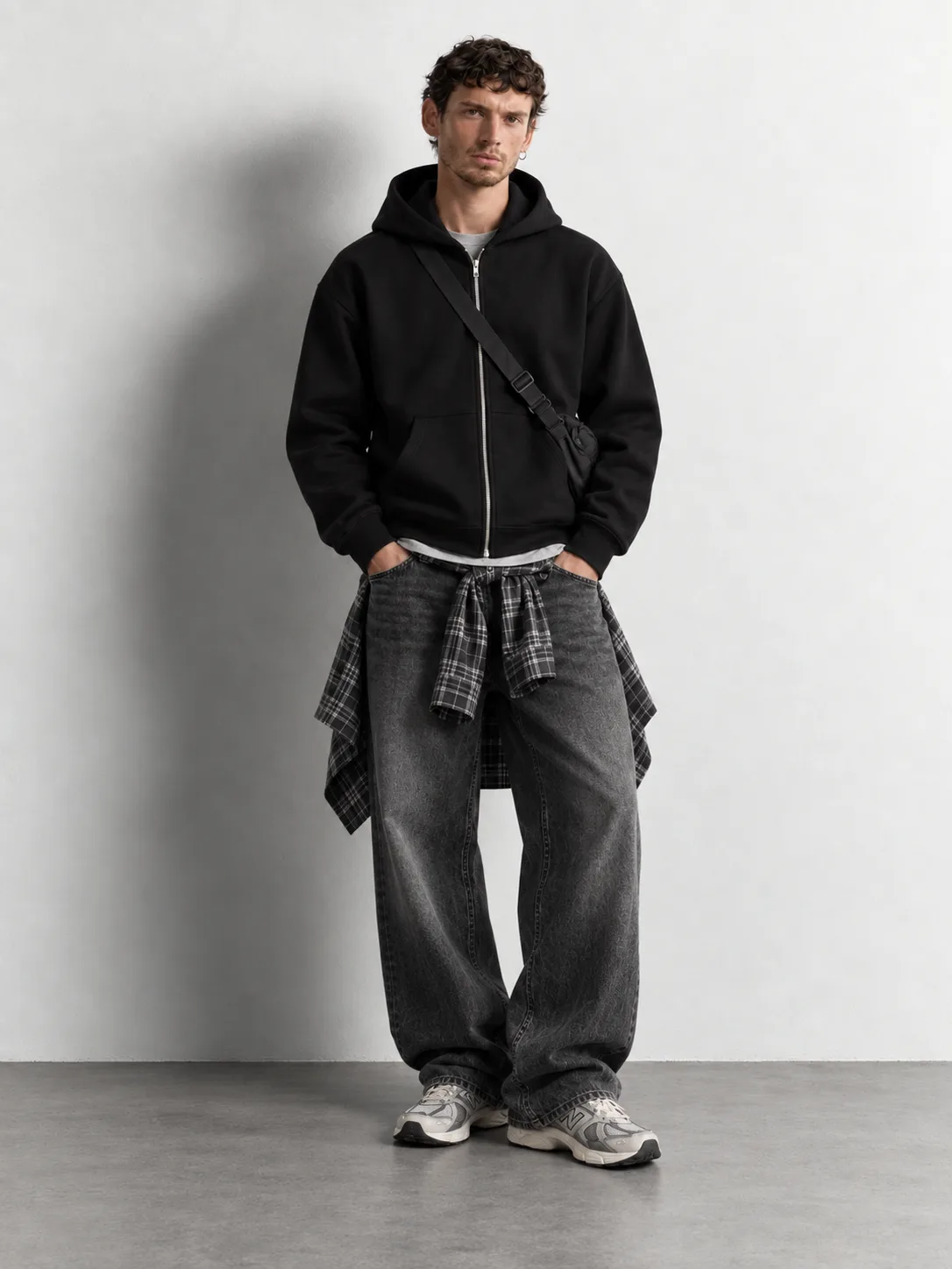 Essential Zip-up Hoodie — worn, front