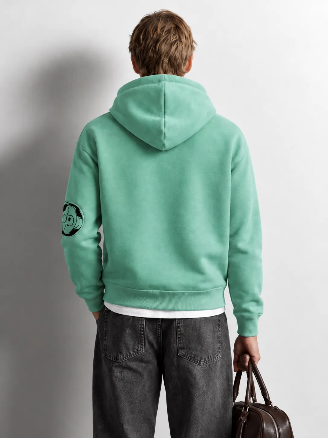 Monogram Graphic Pullover Hoodie — worn, back