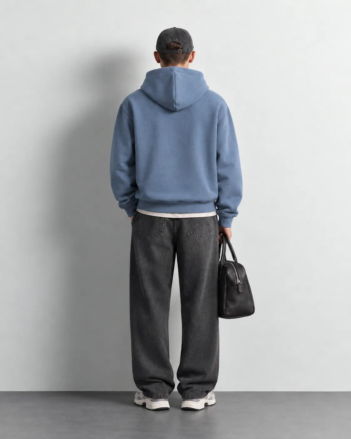 Multilingual Logo Print Hoodie — worn, back