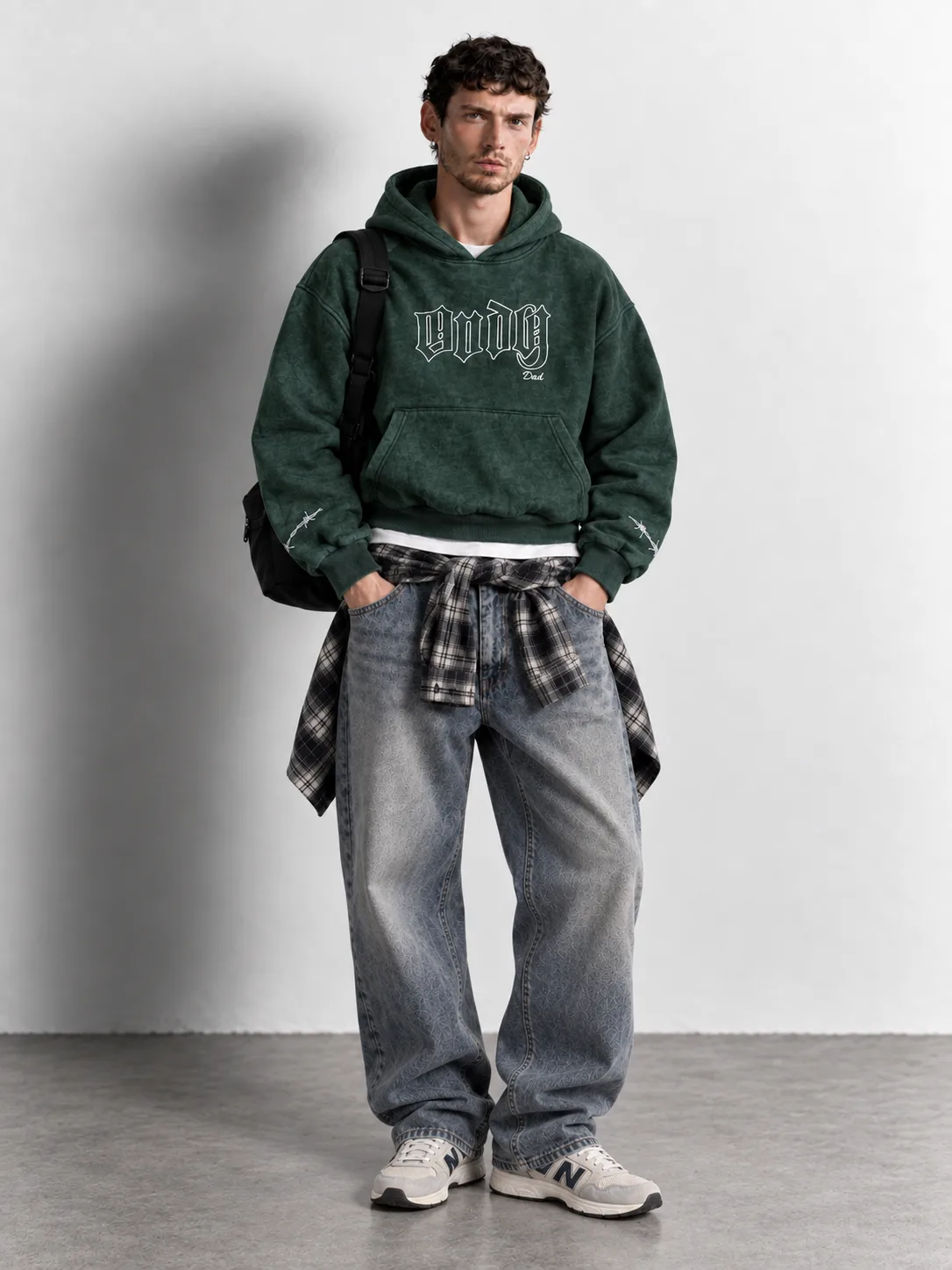 Vintage Wash Graphic Hoodie — worn, front