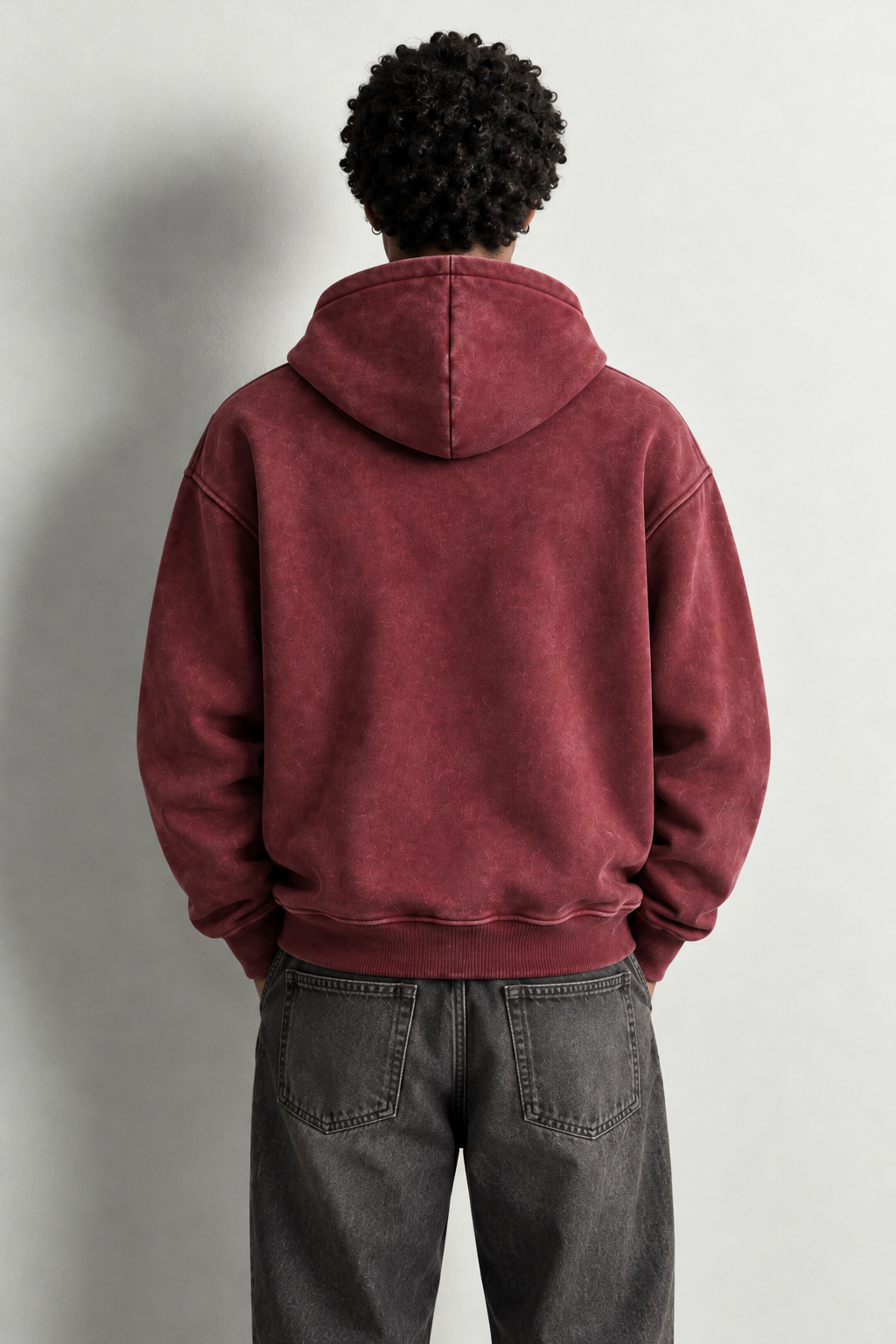 TRIPLE METAL CLASP HOODIE — worn, back