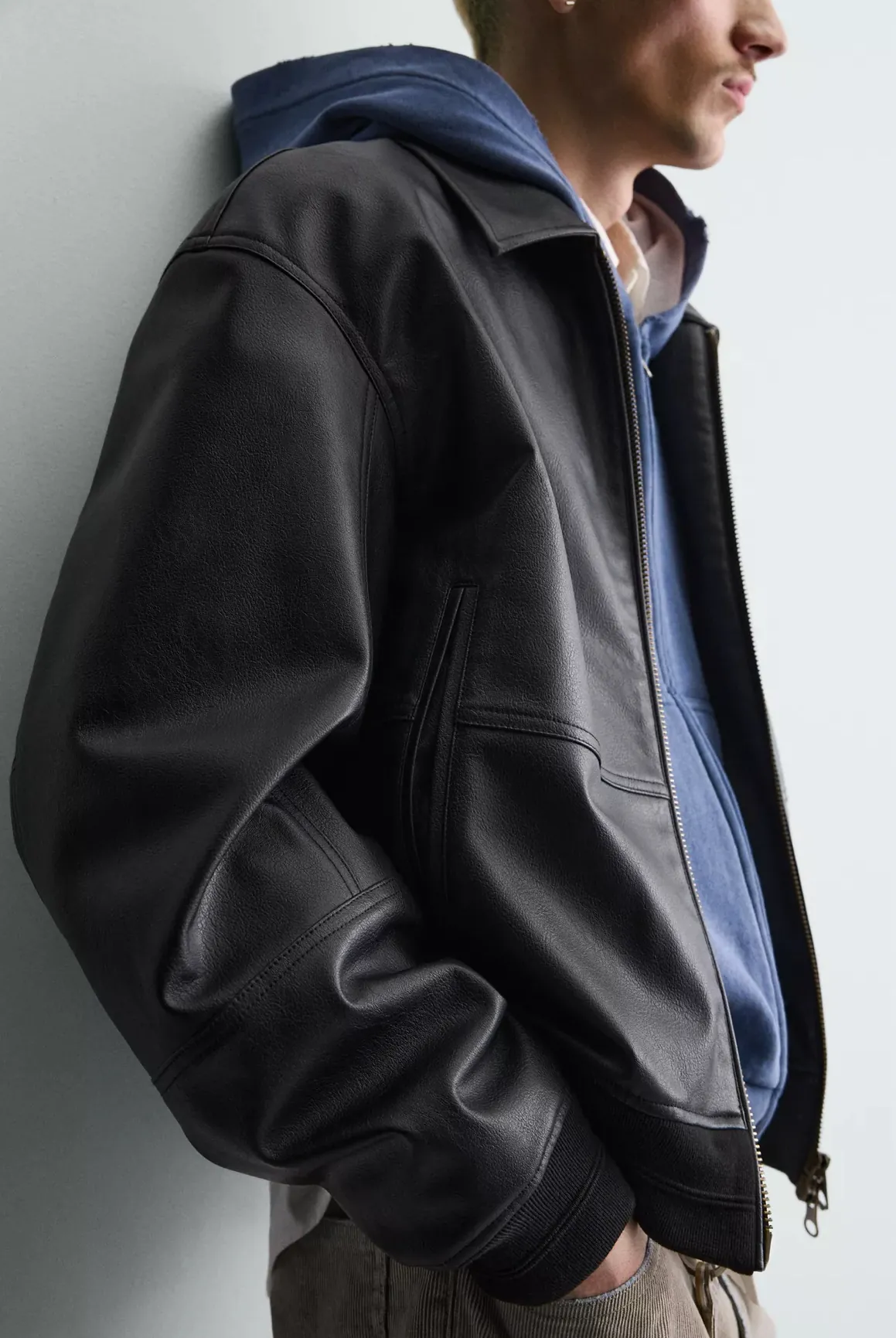 Classic Leather Bomber Jacket — detail