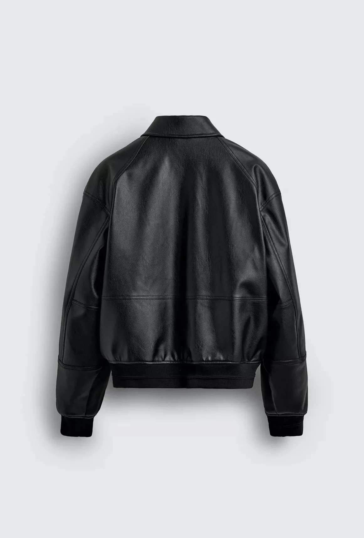 Classic Leather Bomber Jacket — front view