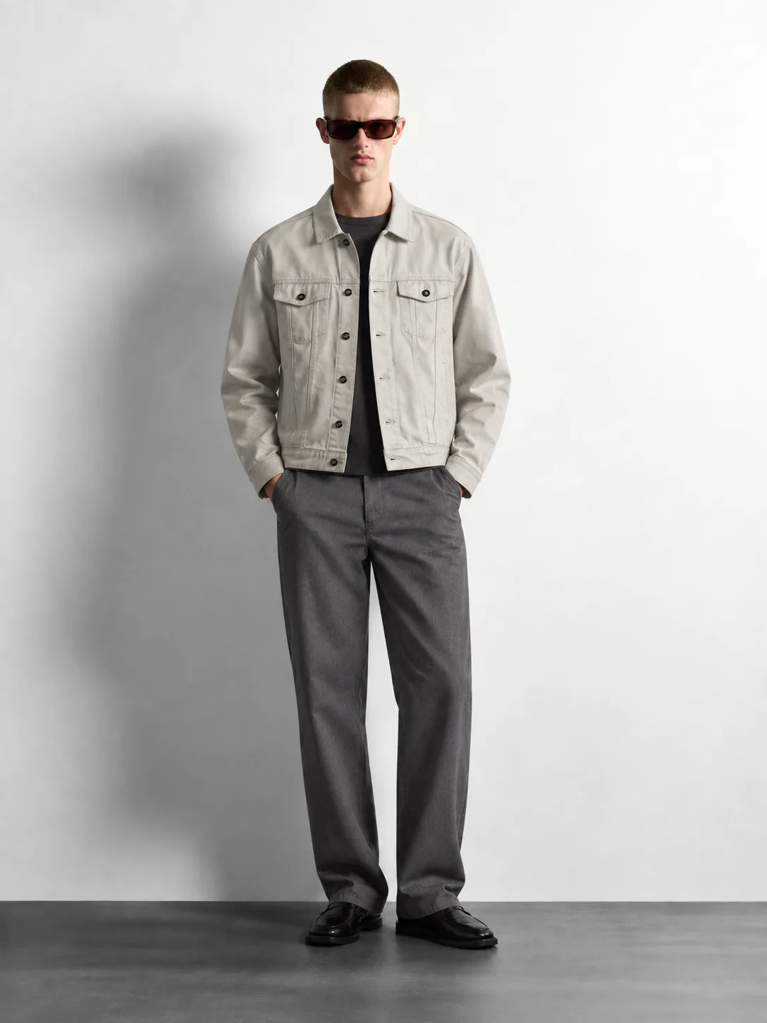 Classic Trucker Denim Jacket — worn, front