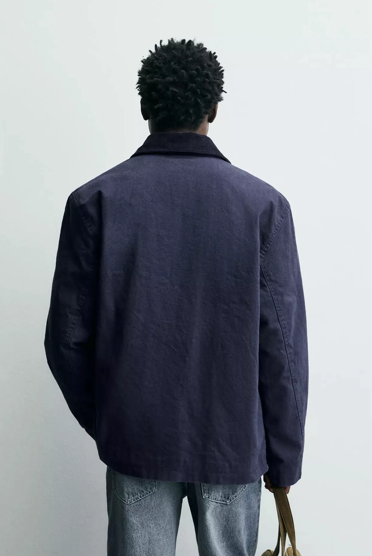 Contrast Collar Jacket with Fireman Clasps — worn, back
