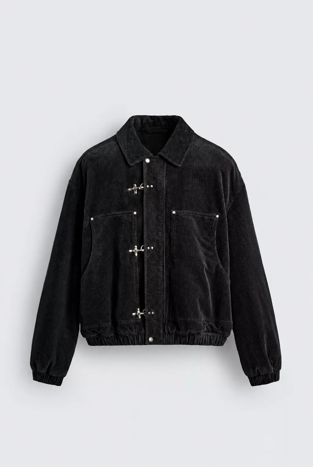 Corduroy Jacket with Fireman Clasps — front view