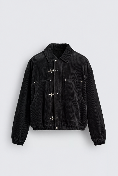 Corduroy Jacket with Fireman Clasps — front