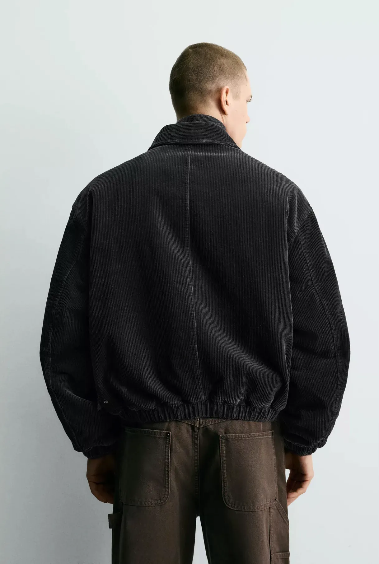 Corduroy Jacket with Fireman Clasps — worn, back