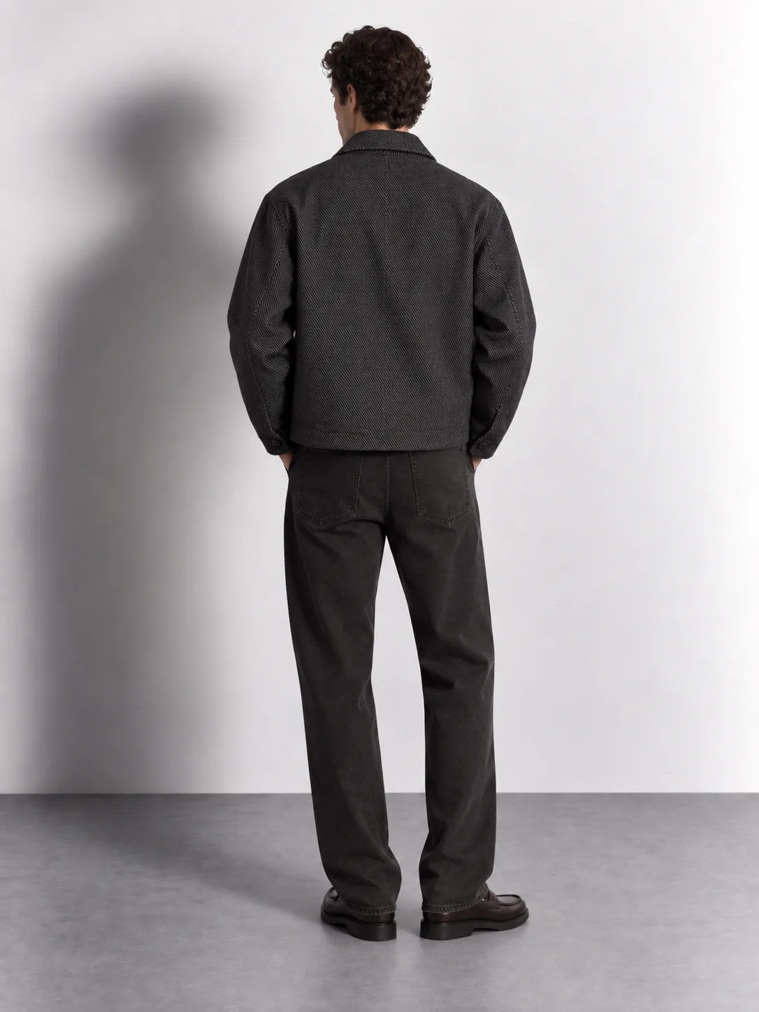 Diagonal Twill Zip Jacket — worn, back