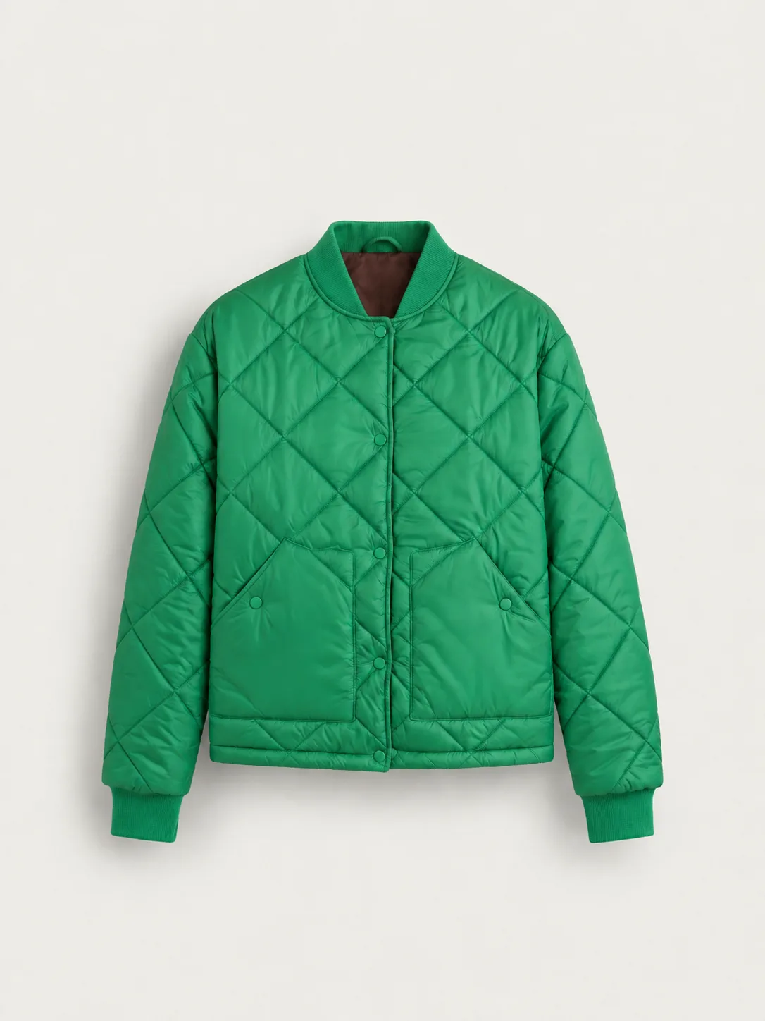 Diamond Quilted Bomber Jacket — front view