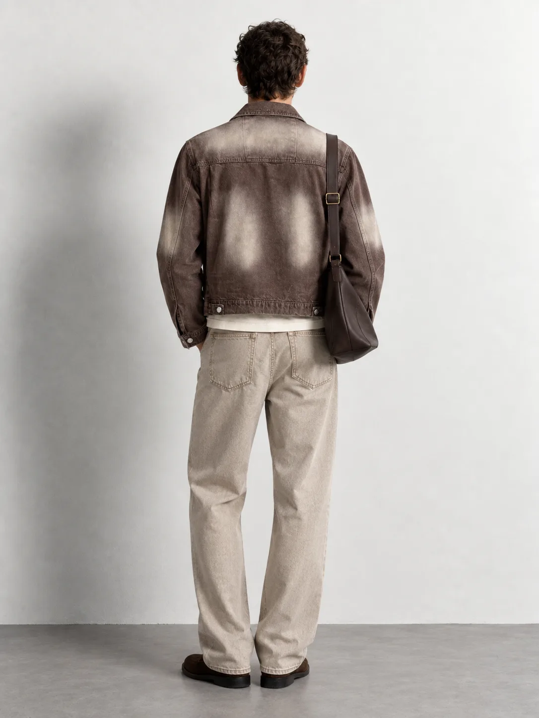 Faded Wash Denim Jacket — worn, back
