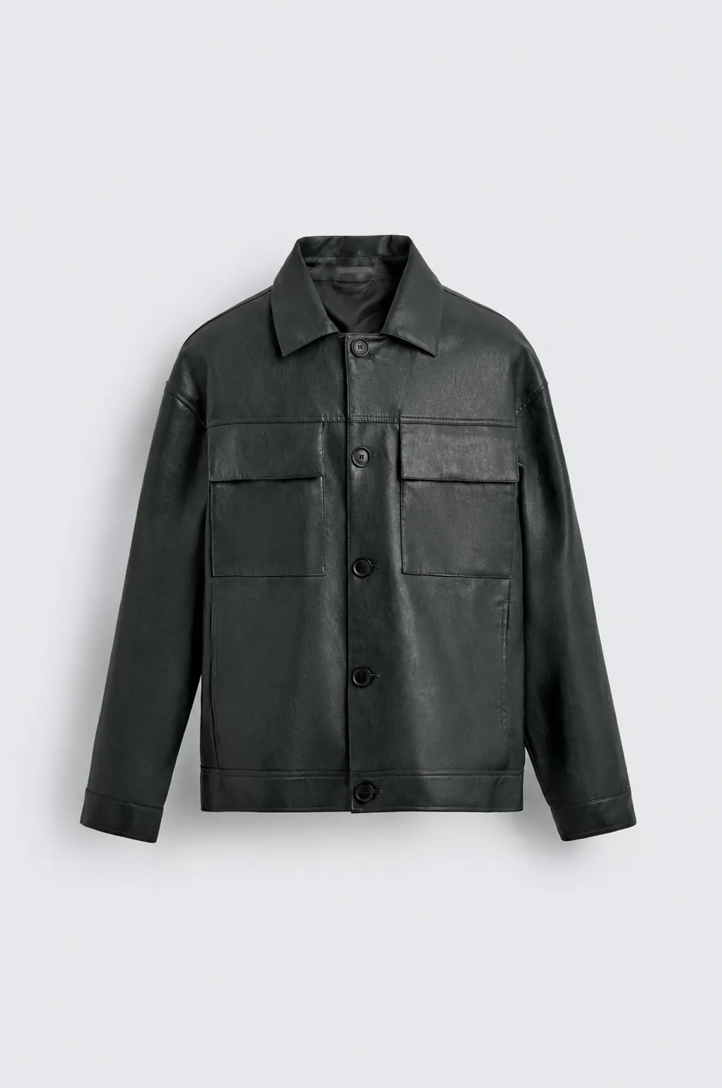 Leather Overshirt Jacket — front view