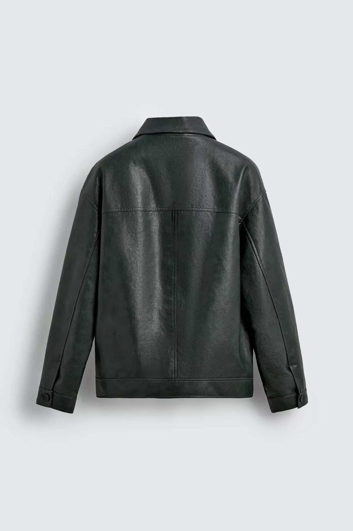 Leather Overshirt Jacket — front view