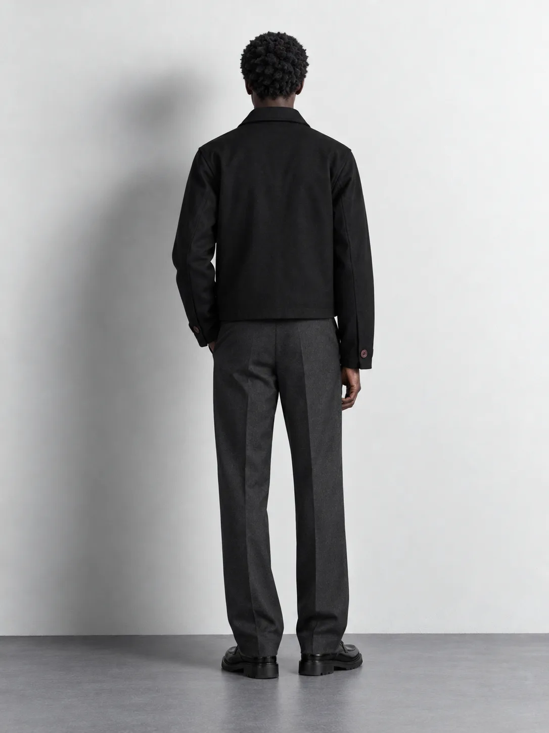 Minimal Button-up Jacket — worn, back
