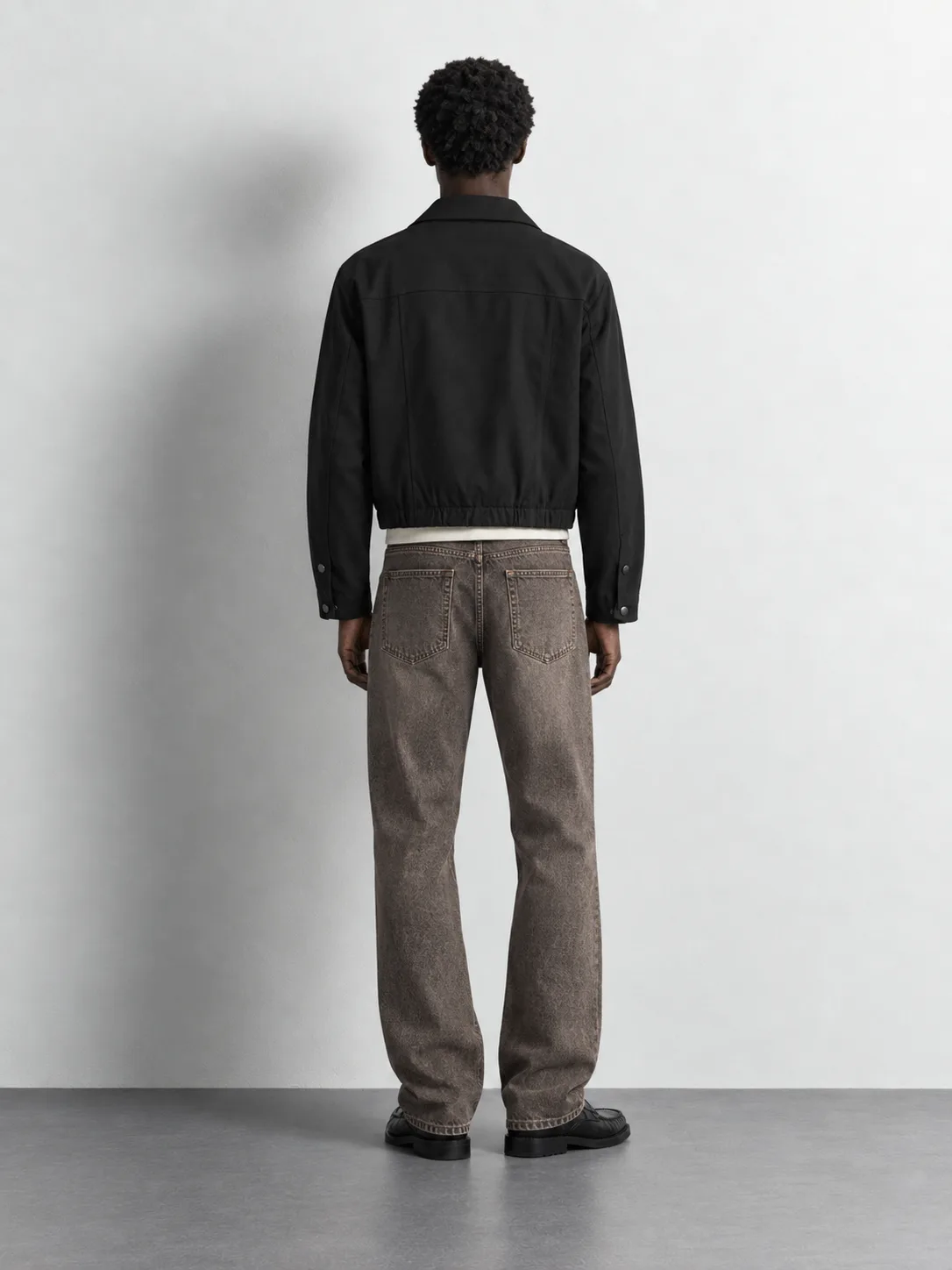 Minimal Zip-up Jacket — worn, back