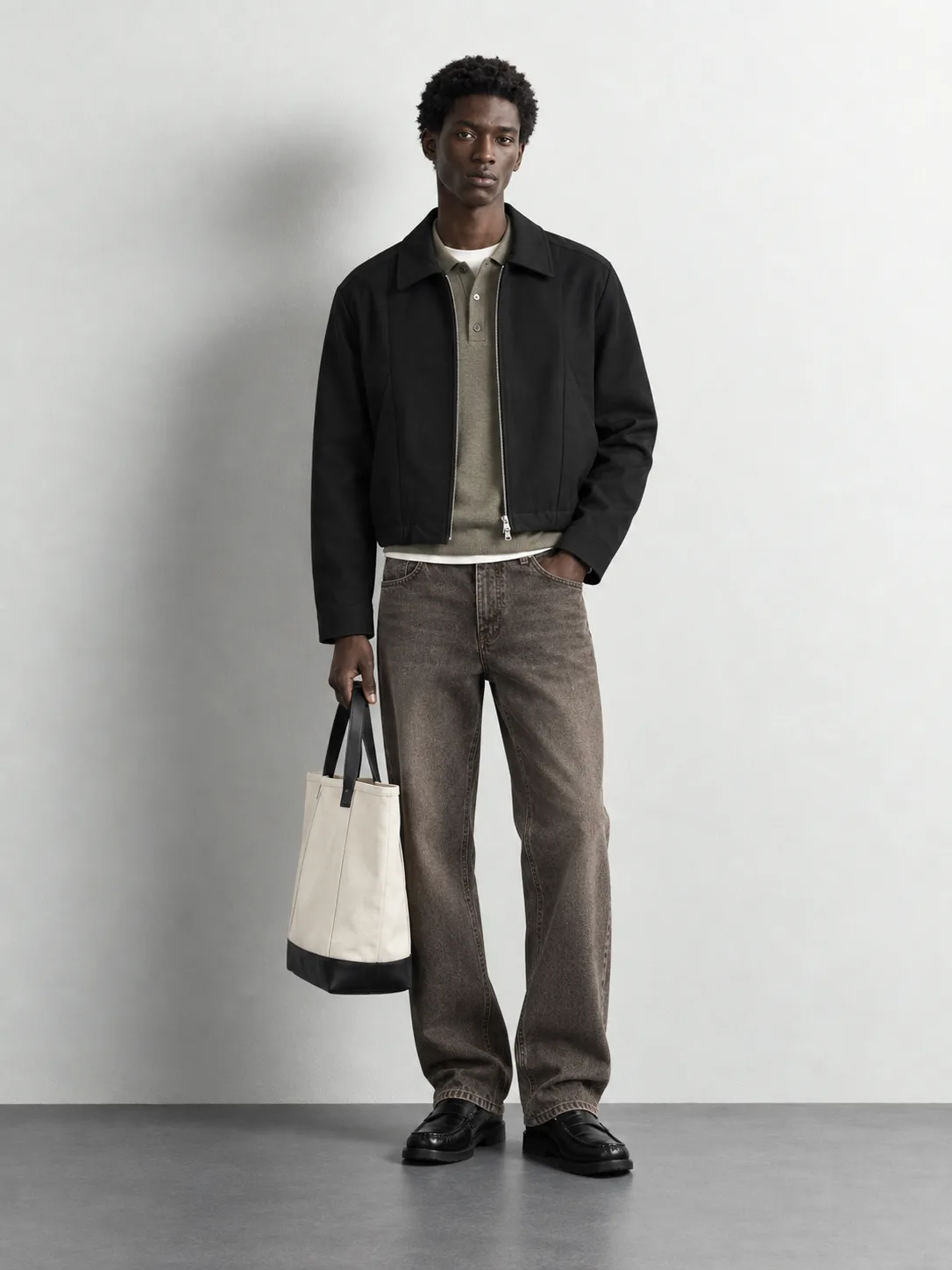Minimal Zip-up Jacket — worn, front