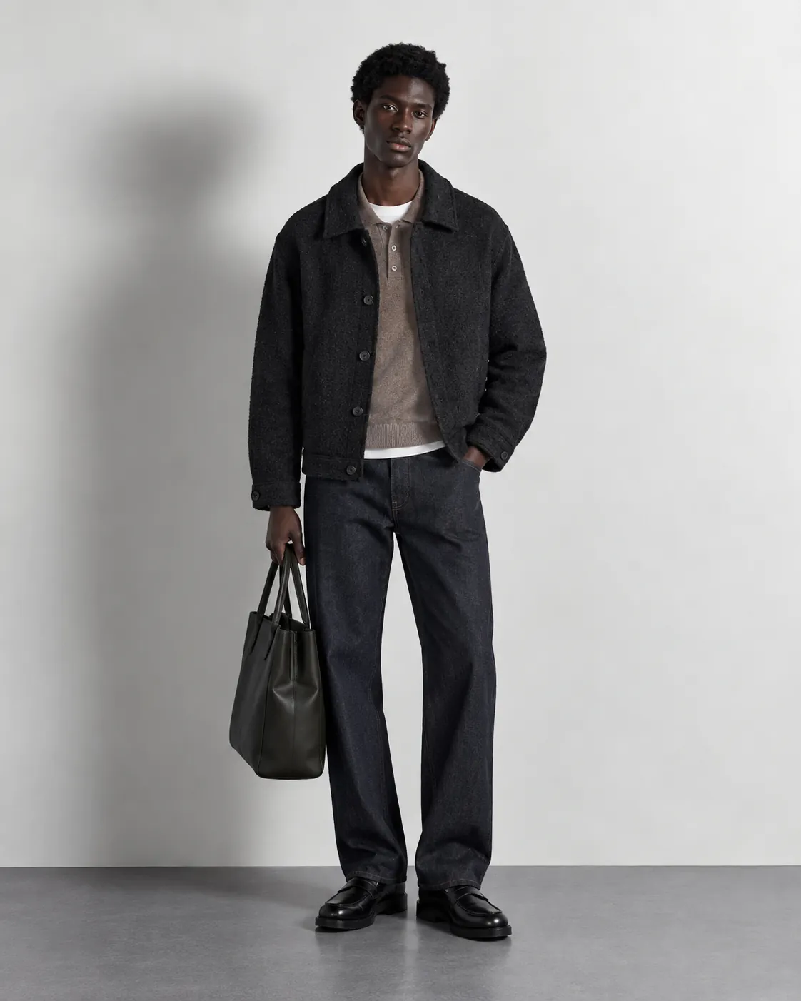 Textured Knit Overshirt — worn, front