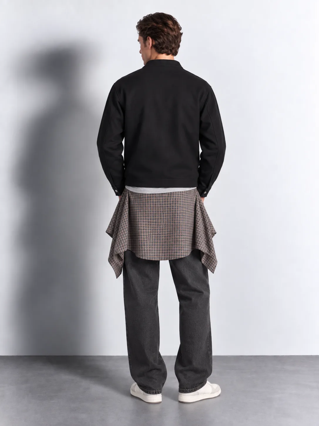 Textured Moto Jacket — worn, back