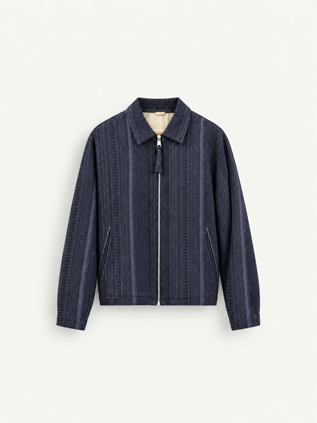 Textured Stripe Zip-up Jacket — front view