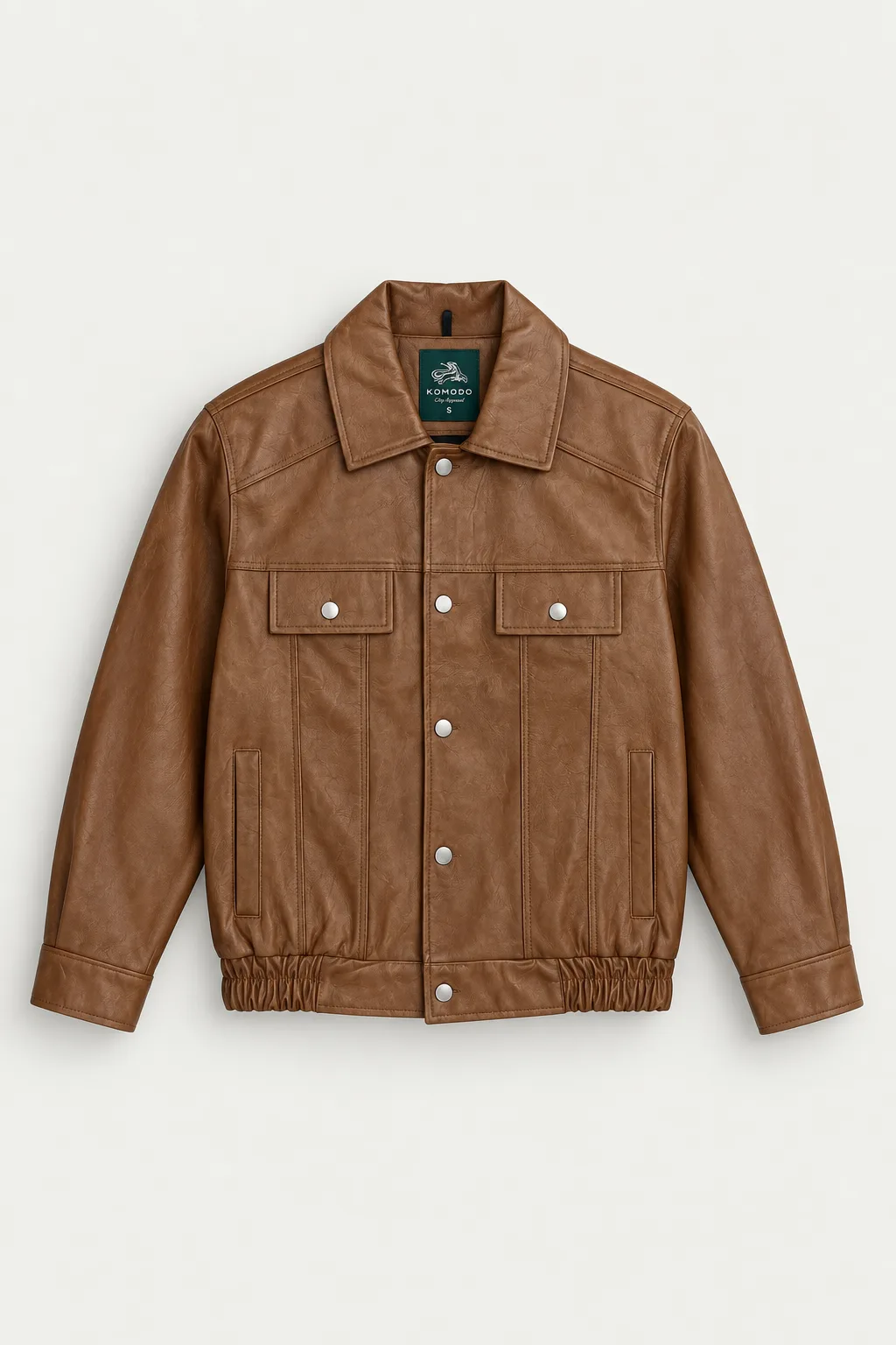 Vintage Trucker Leather Jacket — front view