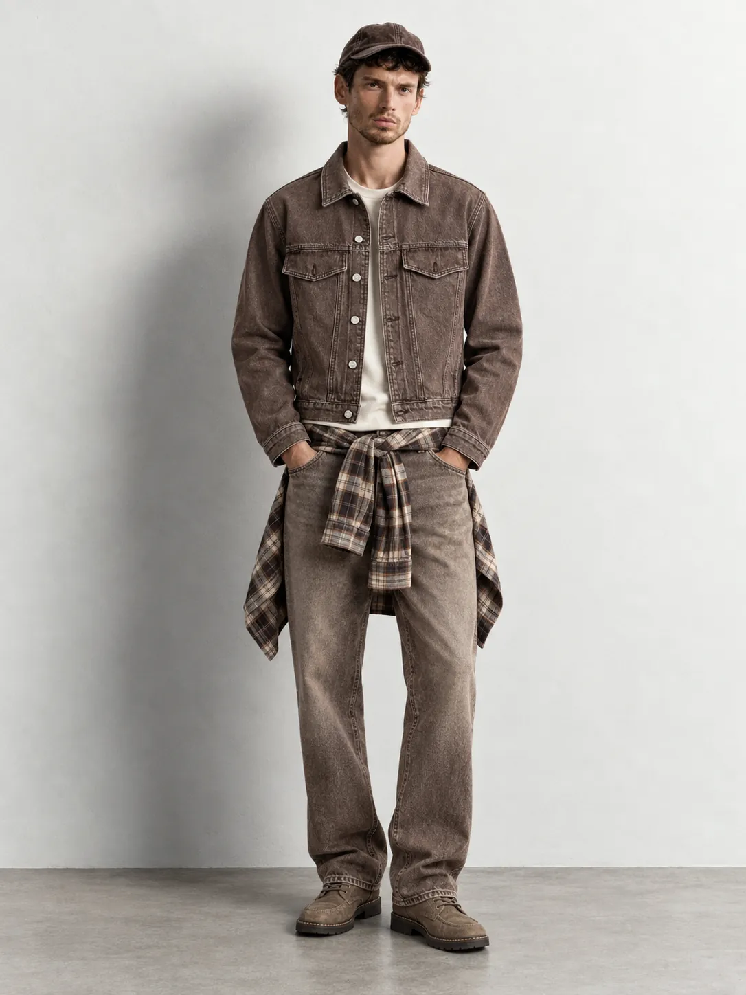 Vintage Wash Denim Jacket — worn, front