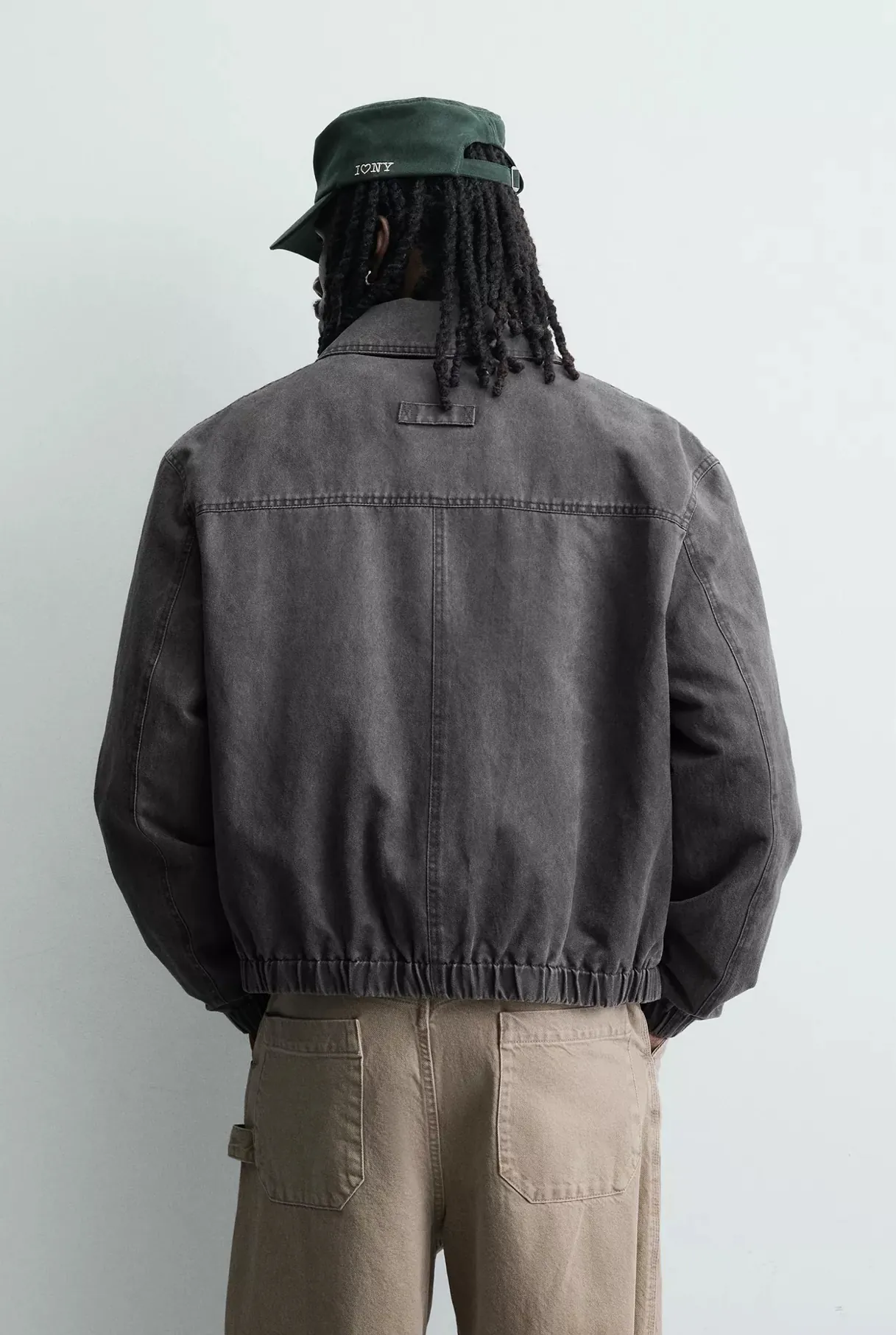 Washed Faux Suede Jacket — worn, back