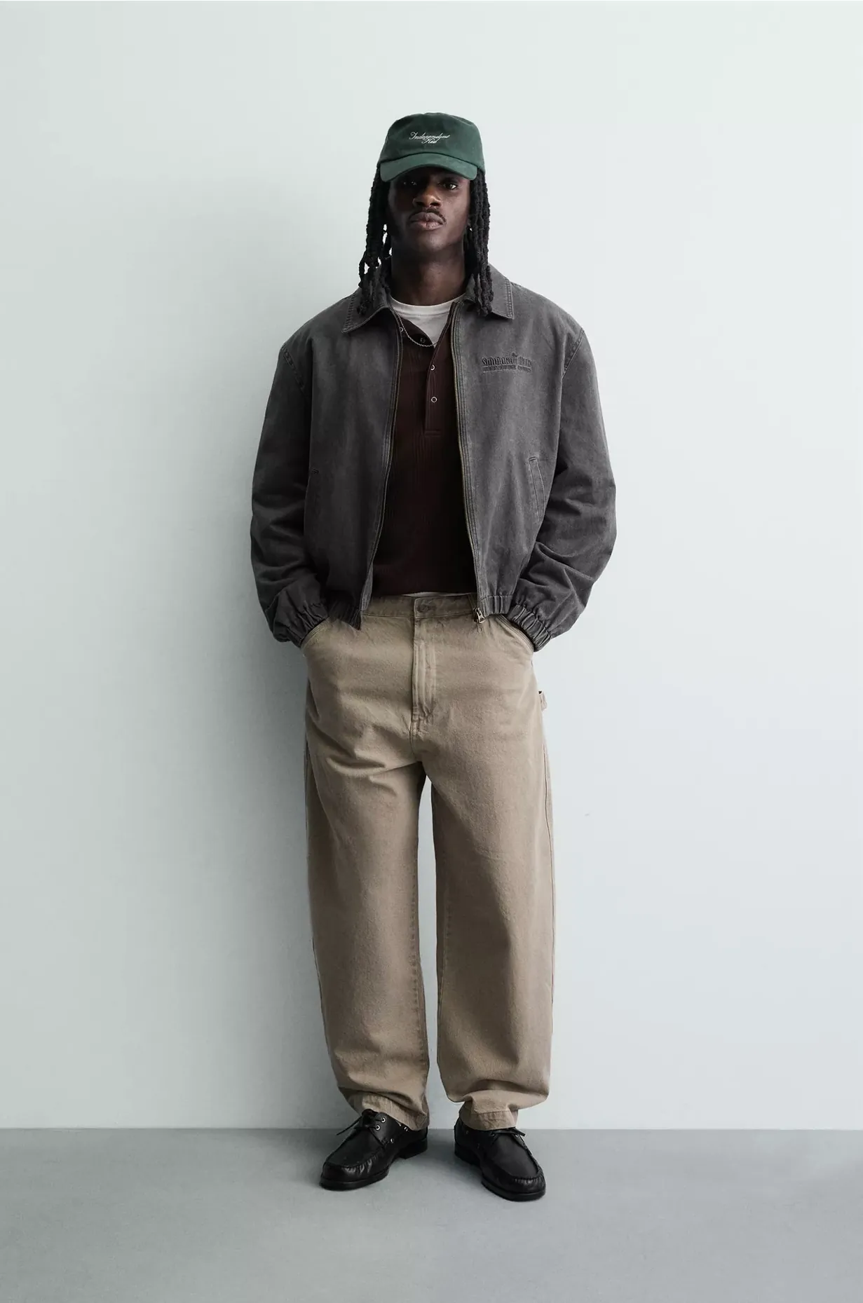 Washed Faux Suede Jacket — worn, front