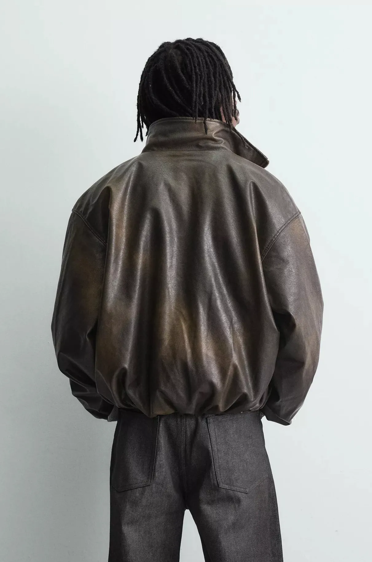 Washed Leather Effect Jacket — worn, back