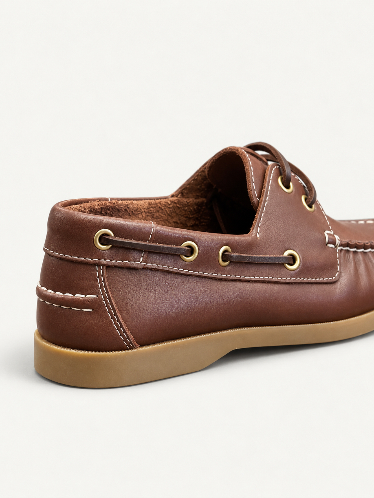 Brown Leather Boat Shoes — detail