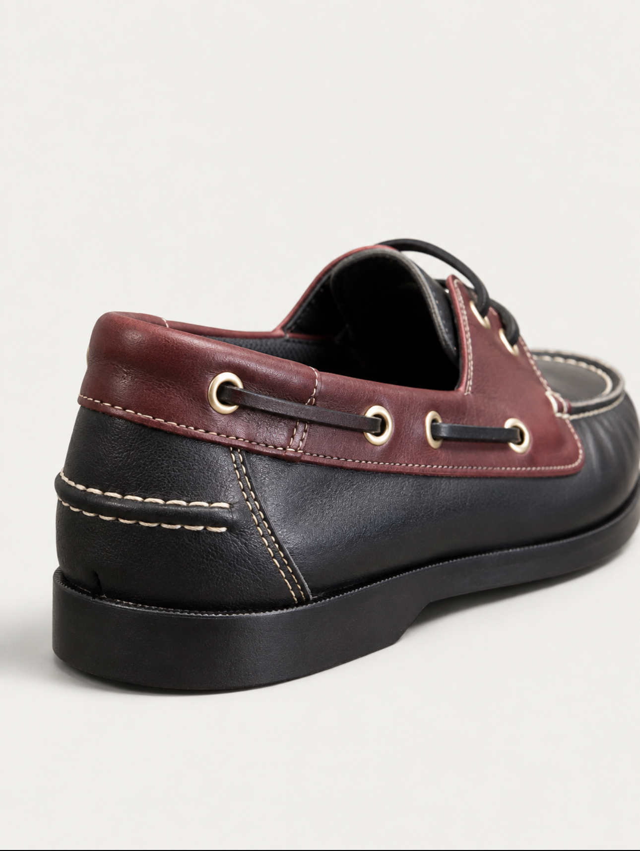 Two-Tone Leather Boat Shoes — detail