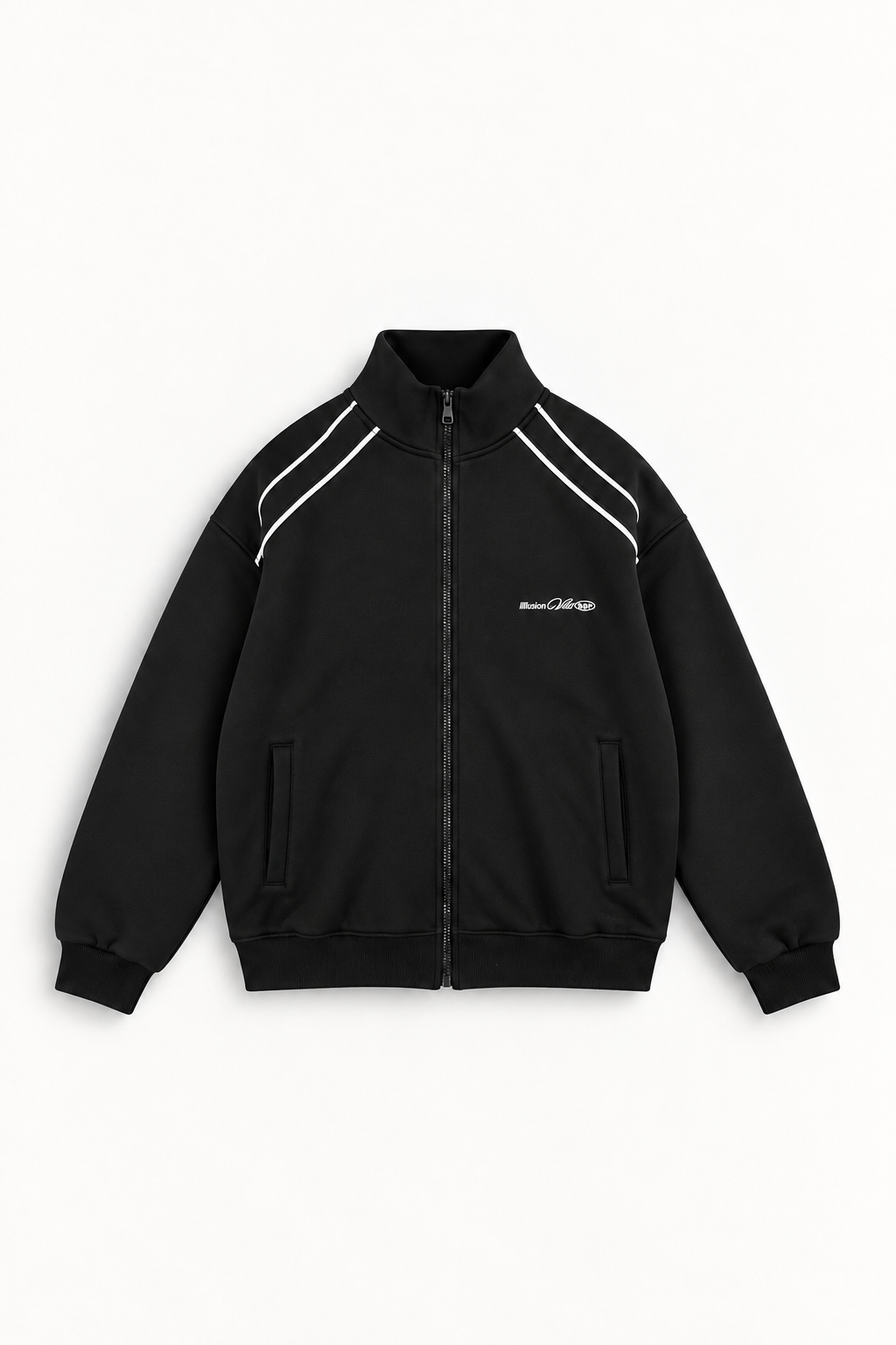 Contrast Piping Zip Up Track Jacket — front view