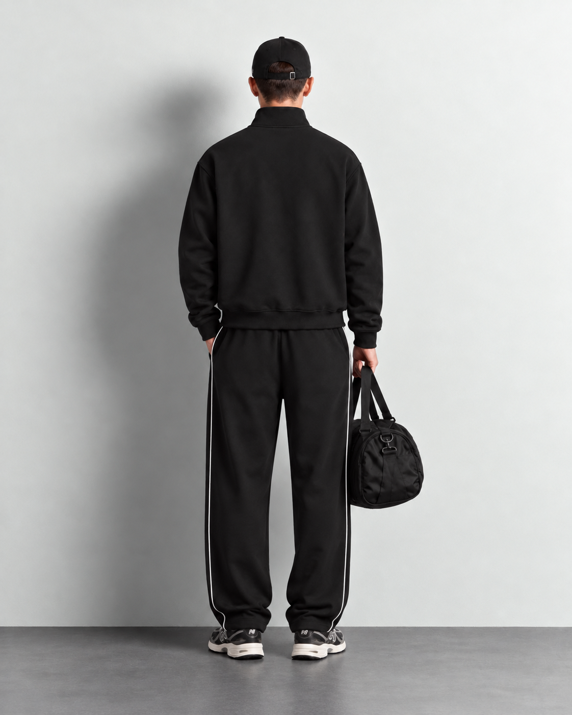 Contrast Piping Zip Up Track Jacket — worn, back