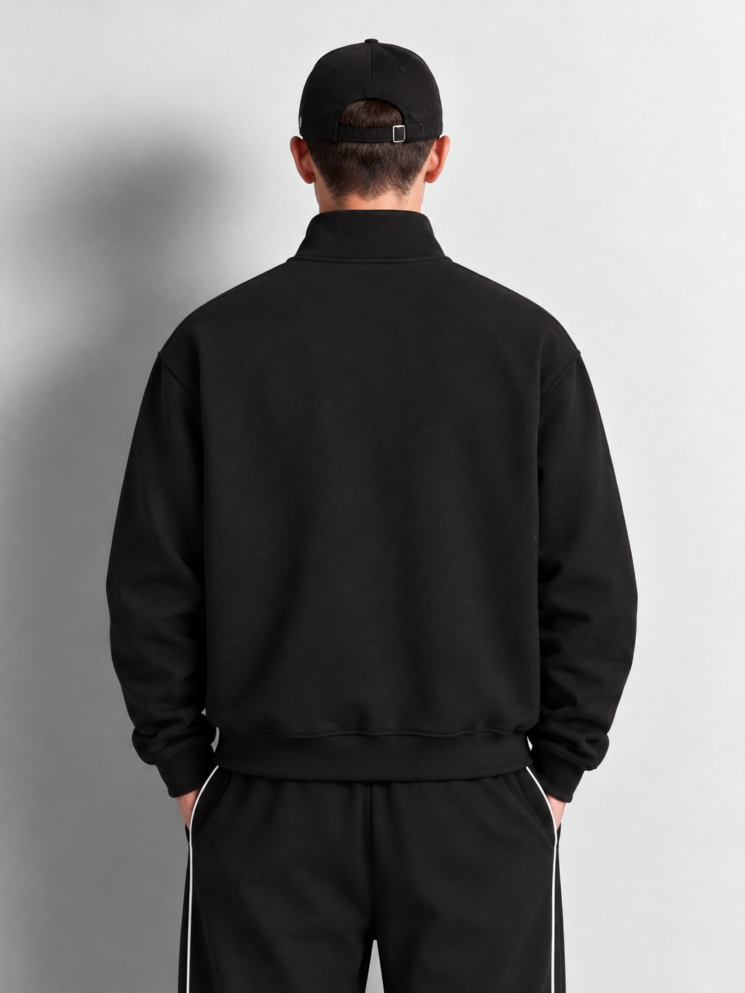 Contrast Piping Zip Up Track Jacket — worn, back