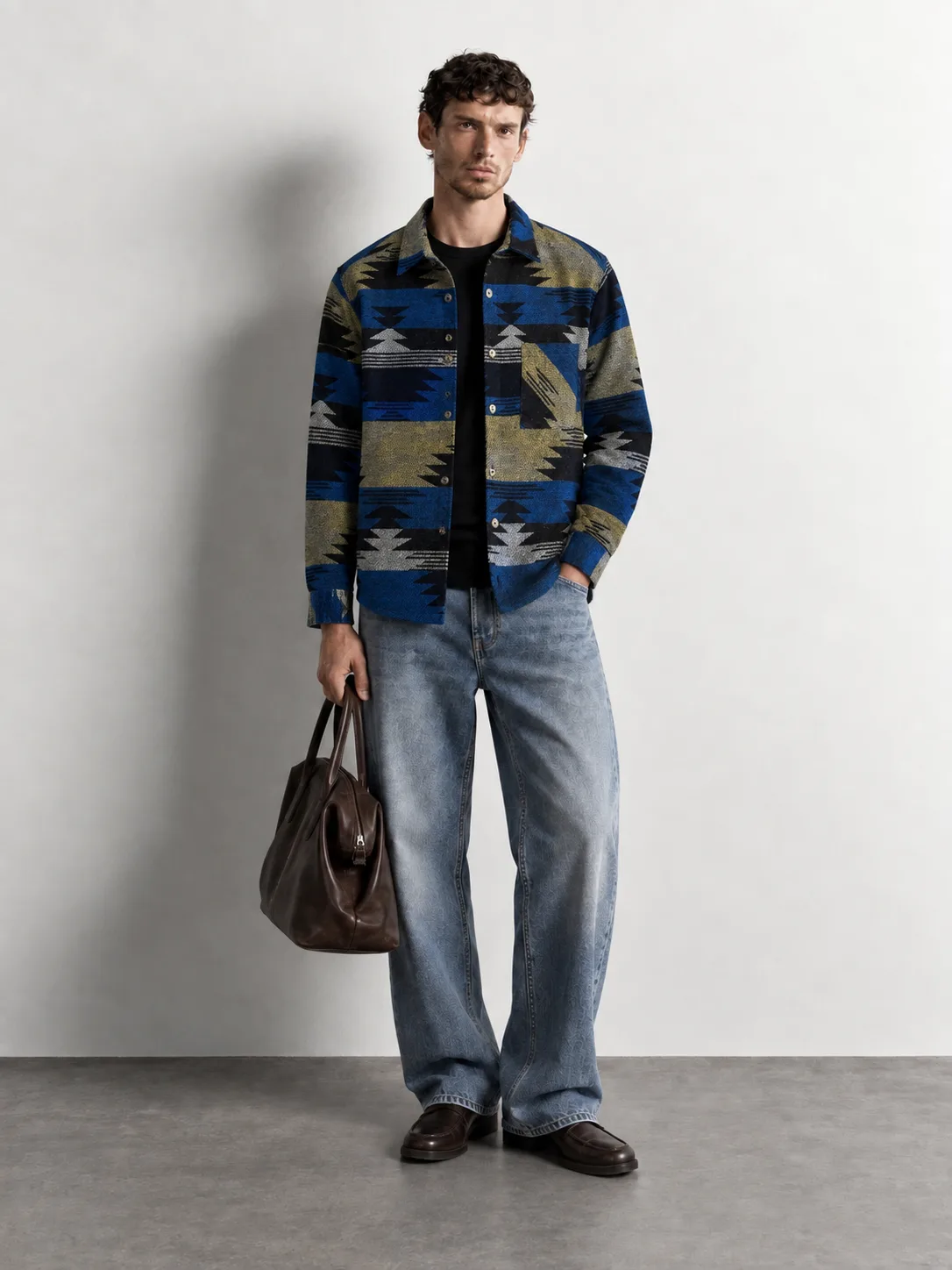 Aztec Pattern Overshirt — front view