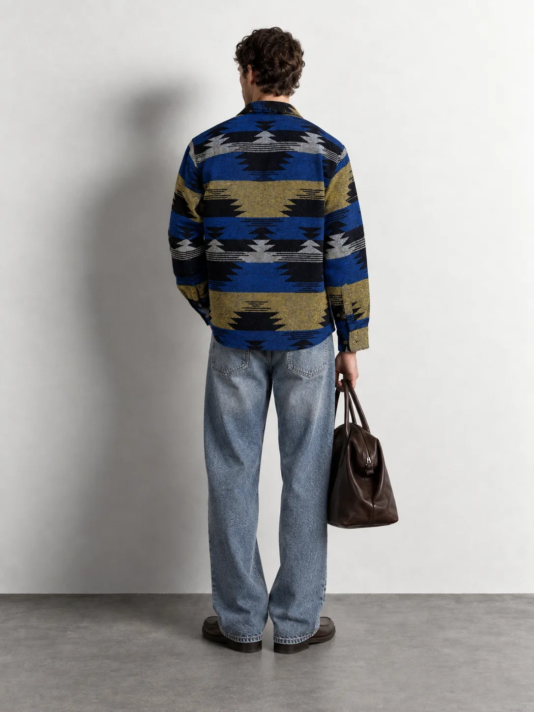 Aztec Pattern Overshirt — worn, back