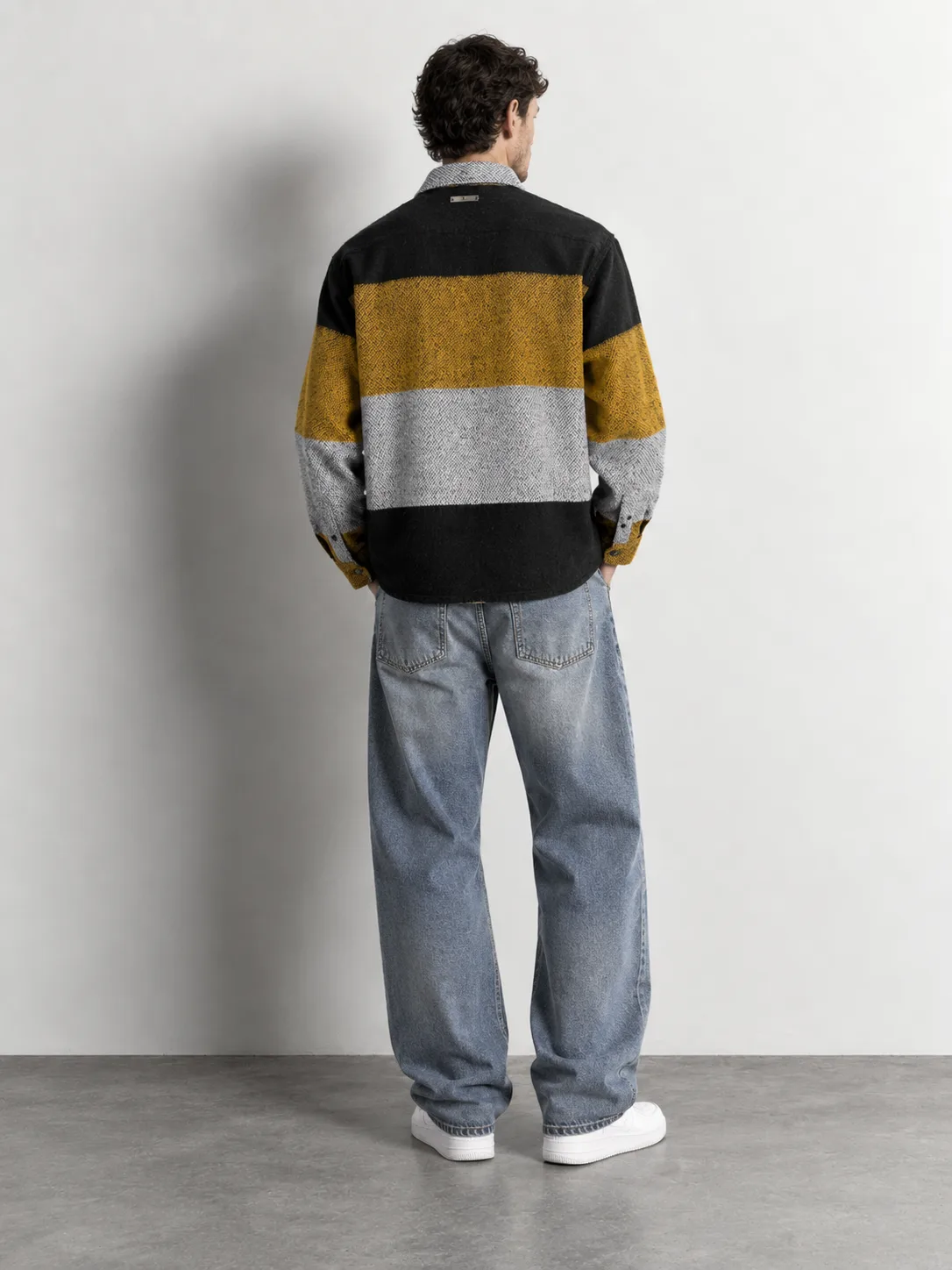 Bold Colour Block Overshirt — worn, back